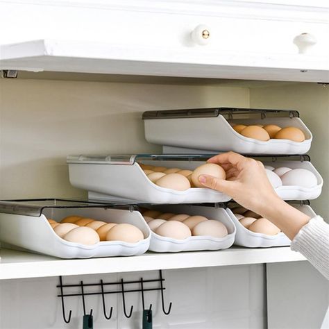 Cesta Huevos Rodante Transparente Apilable Cocina Rondon-5