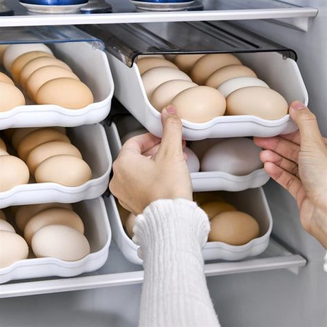 Cesta Huevos Rodante Transparente Apilable Cocina Rondon-6