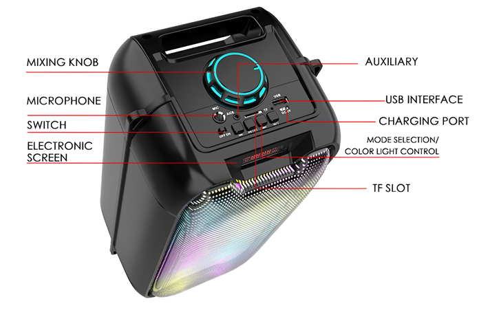 Parlante Portátil Altavoz Piscina Bluetooth RGB Audio Rondon-7