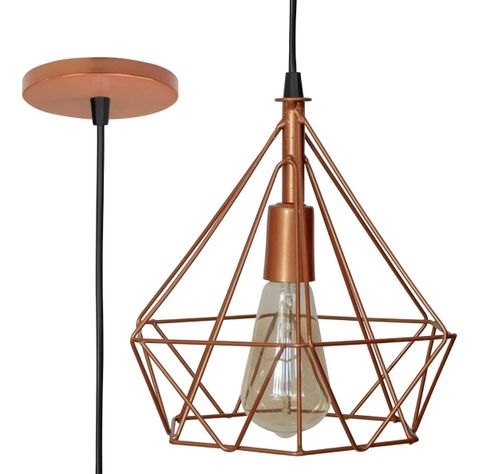 Lámpara Techo Colgante Diamante Triángulo Rose Gold Jhn-2
