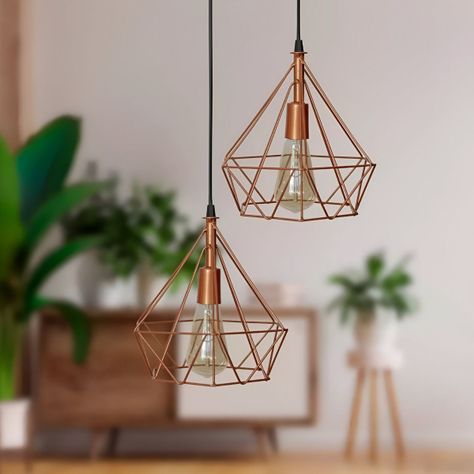 Lámpara Techo Colgante Diamante Triángulo Rose Gold Jhn-4
