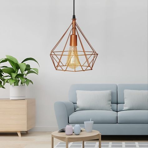 Lámpara Techo Colgante Diamante Triángulo Rose Gold Jhn-9