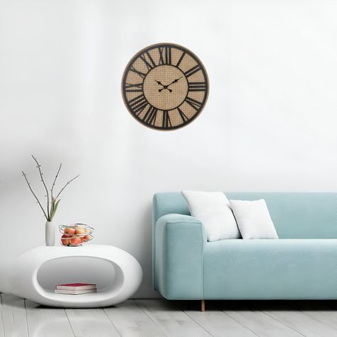 Reloj Pared Rústico Madera Ratán Números Romanos Jhn-2