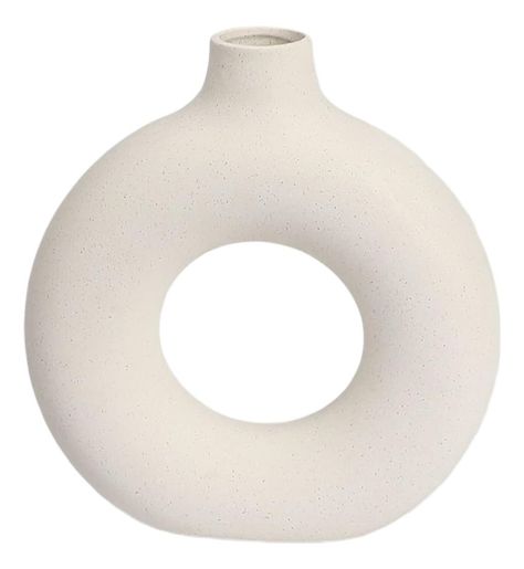 Jarrón Cerámica Blanca Decoración Moderna Florero 19cm Jhn-0