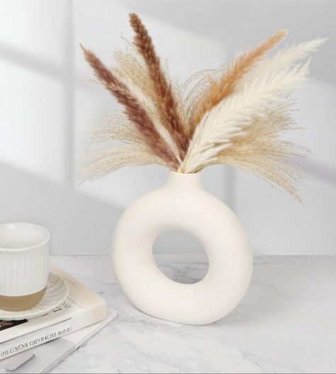Jarrón Cerámica Blanca Decoración Moderna Florero 19cm Jhn-4