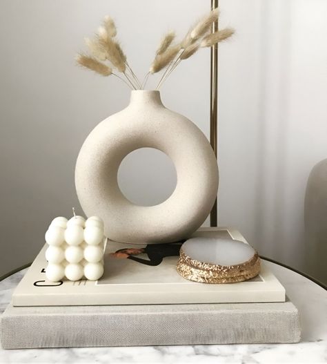 Jarrón Cerámica Blanca Decoración Moderna Florero 19cm Jhn-7