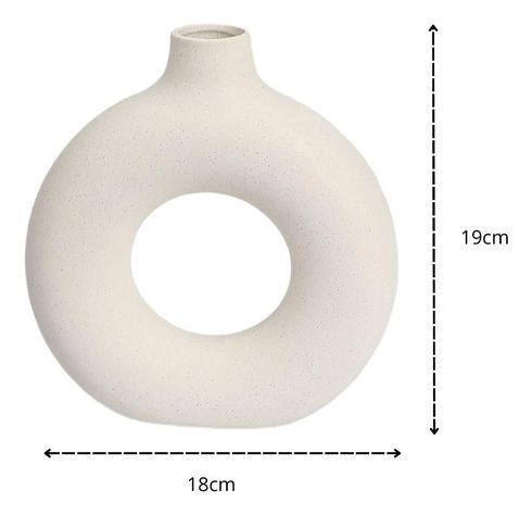 Jarrón Cerámica Blanca Decoración Moderna Florero 19cm Jhn-9