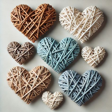 Corazón Decorativo Mimbre Pared Colgante 40cm Jhn-9