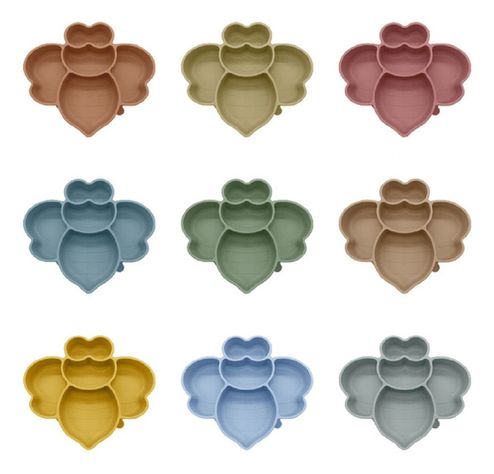 Set 2 Platos Forma Abeja Silicona Niños Antideslizante Lau-1
