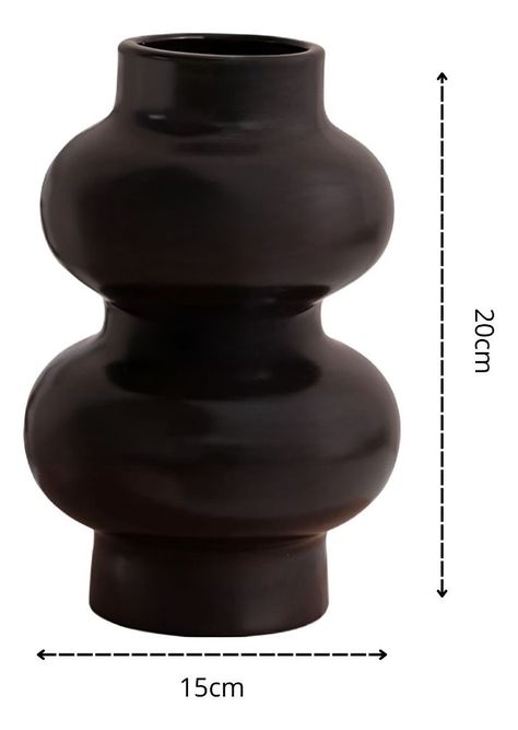 Jarrón Florero Decoración Hogar Cerámica Moderno Negro Jhn-9