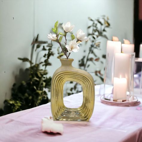 Florero Arte Dorado Hueco Decoración Hogar Arreglo Jhn-2