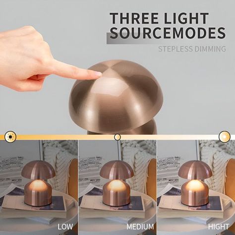 Lampara Hongo Mesa Inalambrica LED Decoracion Metal USB Lau-1