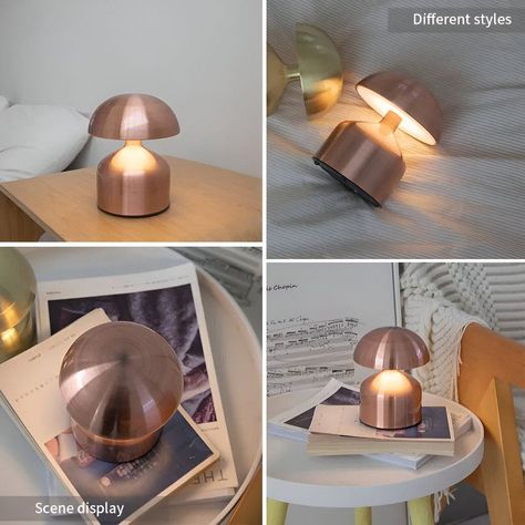 Lampara Hongo Mesa Inalambrica LED Decoracion Metal USB Lau-2