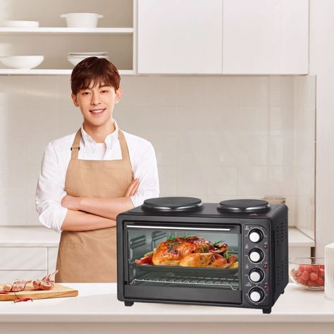 Horno Eléctrico 2en1 Doble Hornalla Convección Grill Jhn-5