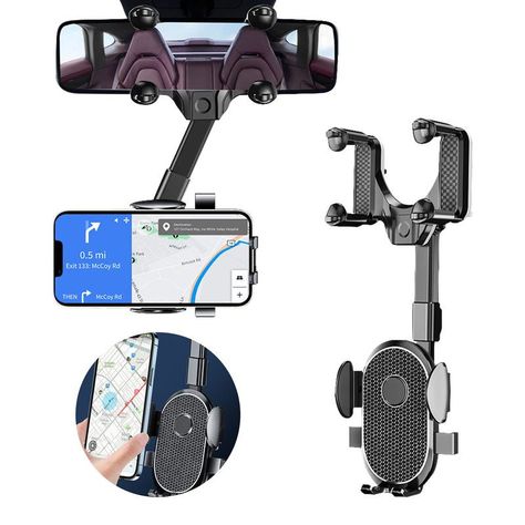 Set 2 Soporte Universal Telefono Rotacion 360 Retrovisor Lau-0