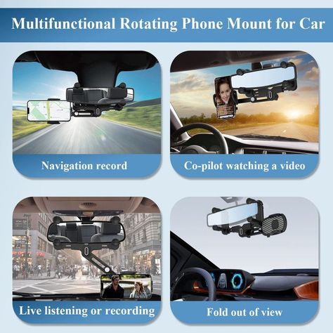 Set 2 Soporte Universal Telefono Rotacion 360 Retrovisor Lau-3