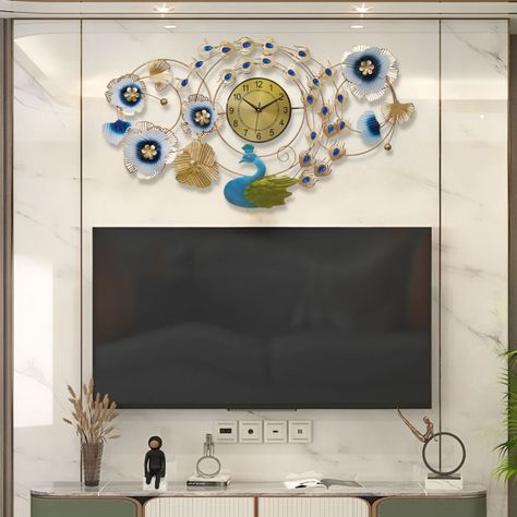 Reloj Pared Floral Pavo Real Decorativo Atemporal Jhn-5