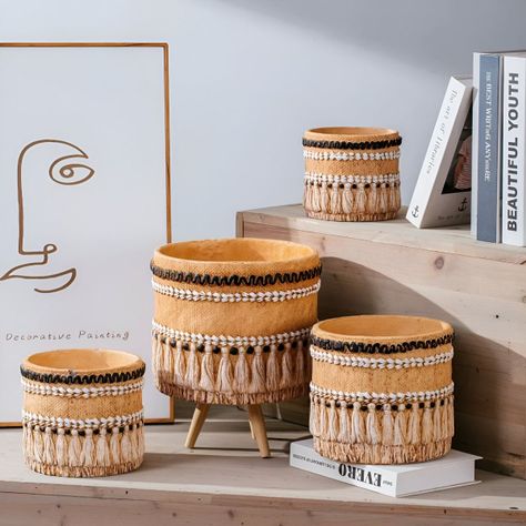 Maceta Decorativa Vintage Jardín Arcilla Textura Jhn-6