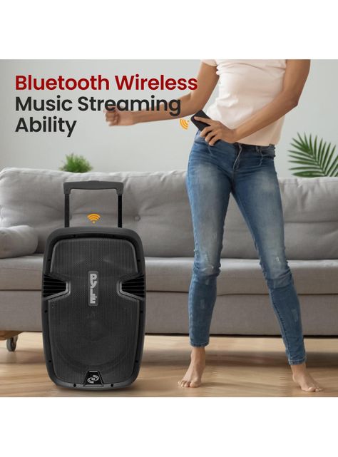 Parlante Activo Karaoke Pyle con Bluetooth y Dos Microfonos-5