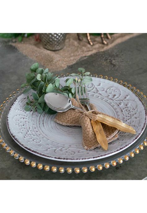 Set de 4 Platos estilo vintage de gres para comedor-1