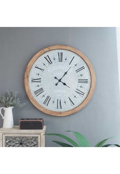 Reloj de pared decorativo de madera y metal rústico-1