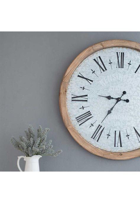 Reloj de pared decorativo de madera y metal rústico-4