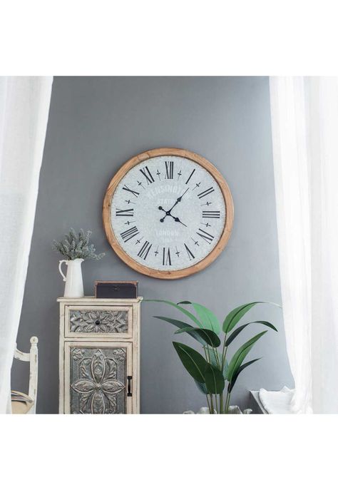 Reloj de pared decorativo de madera y metal rústico-5