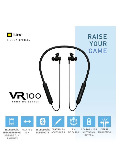 Audifonos Neckband Vr100 Deportivo In Ear 10 Horas Bateria-1