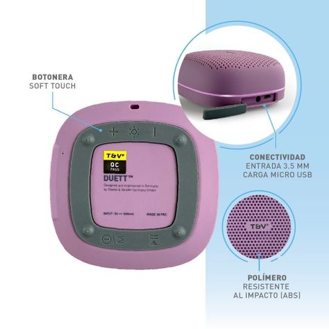 Parlante Duett Bluetooth Tws Portatil Bateria Radio FM Waterproof-3