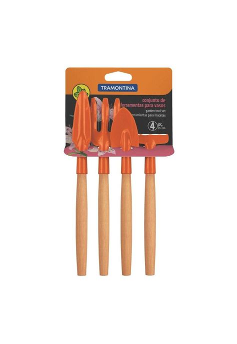 Kit para jardin 4 piezas, mangos madera Tramontina-1