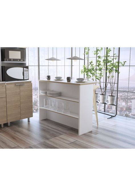 BARRA AUXILIAR DE COCINA FENDI - ROVERE / BLANCO-1