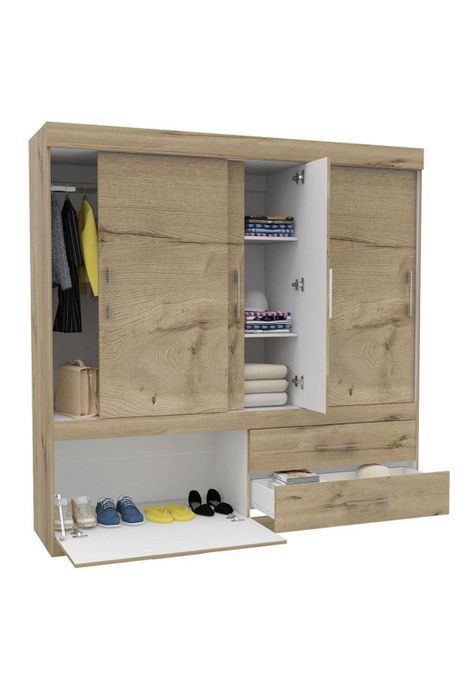 CLOSET ALLEGRO 4 PUERTAS / 2 CAJONES - DUNA /BLANCO-1