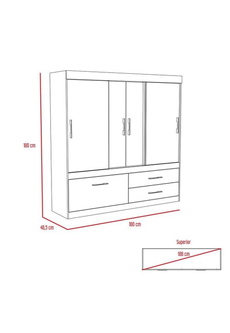 CLOSET ALLEGRO 4 PUERTAS / 2 CAJONES - DUNA /BLANCO-2