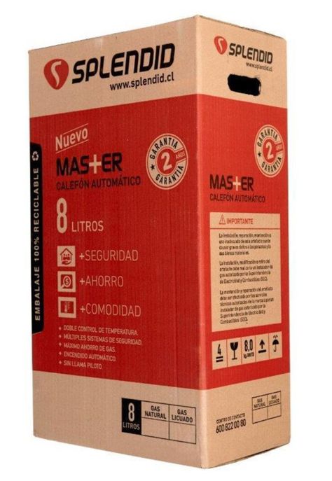 Calefon 08 Lts Ionizado Master Natural Blanco Splendid-5