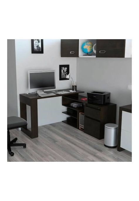 Escritorio 73x121x137 Cm Alteza Wengue Negro. Tuhome-2