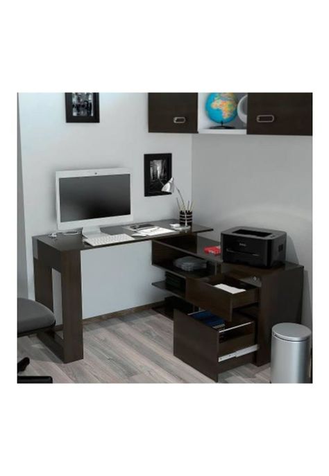 Escritorio 73x121x137 Cm Alteza Wengue Negro. Tuhome-3