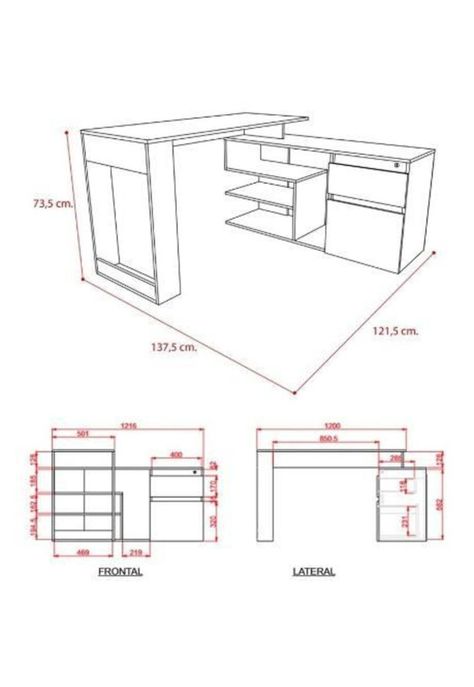 Escritorio 73x121x137 Cm Alteza Wengue Negro. Tuhome-4