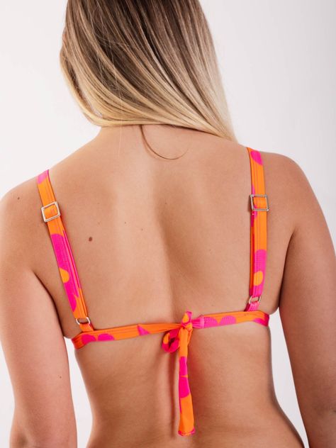 Daikiri Top de Bikini Mujer Naranjo Estampado Triángulo Ajustable Protección UV 50+-1