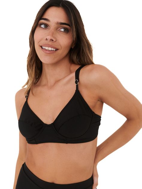 Daikiri Top de Bikini Mujer Negro Liso Horma Ajustable Protección UV 50+-0