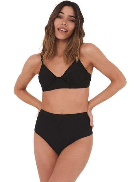Daikiri Top de Bikini Mujer Negro Liso Horma Ajustable Protección UV 50+-3