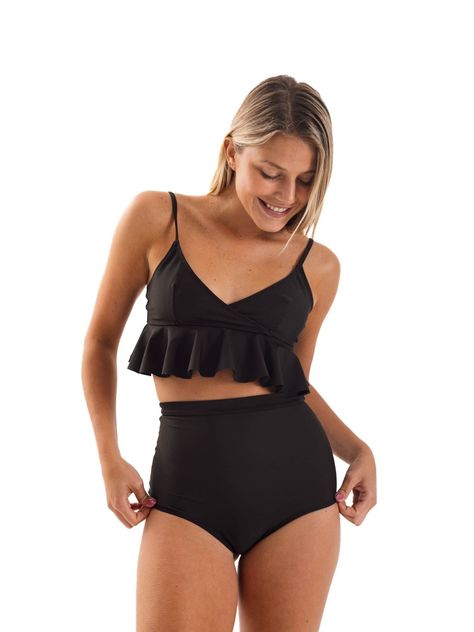 Daikiri Bottom de Bikini Mujer Negro Liso Culote Extra Confort Protección UV 50+-3