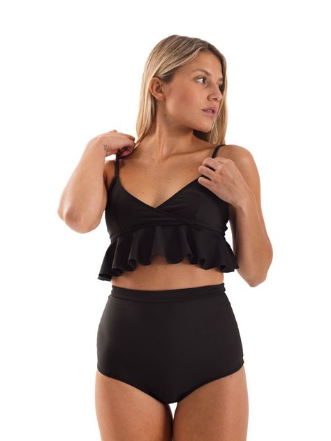 Daikiri Bottom de Bikini Mujer Negro Liso Culote Extra Confort Protección UV 50+-5