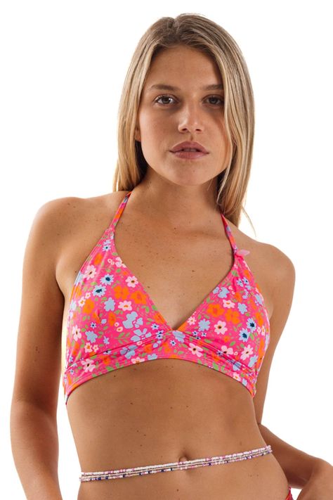 Daikiri Top de Bikini Mujer Rosa Estampado Triángulo Ajustable Protección UV 50+-0