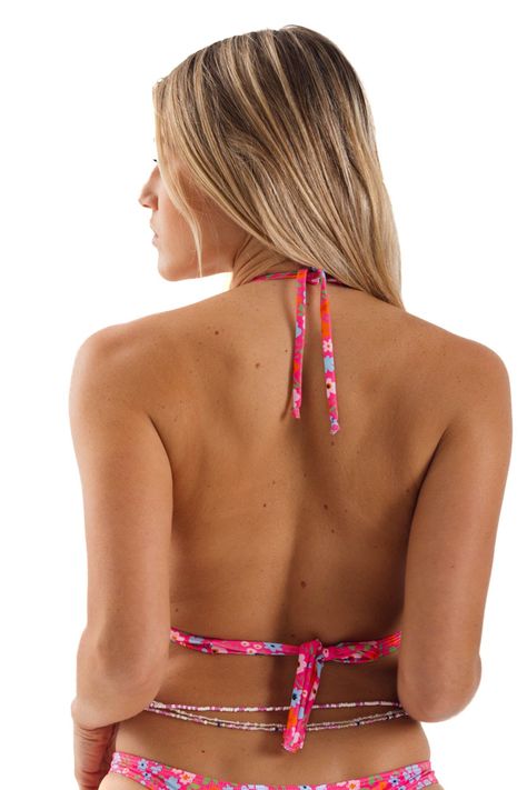 Daikiri Top de Bikini Mujer Rosa Estampado Triángulo Ajustable Protección UV 50+-1