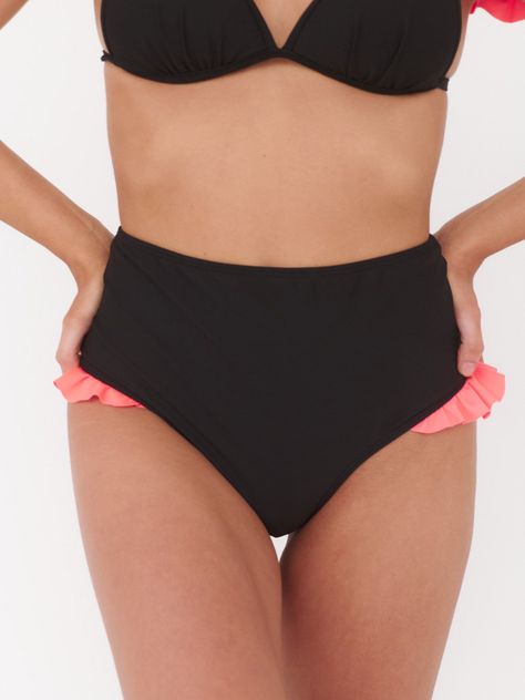 Daikiri Bottom de Bikini Bora Negro Calzón Tiro AltoUV 50+-0