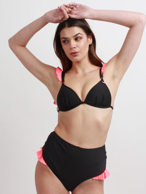 Daikiri Bottom de Bikini Bora Negro Calzón Tiro AltoUV 50+-5
