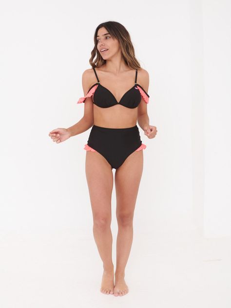 Daikiri Bottom de Bikini Bora Negro Calzón Tiro AltoUV 50+-6