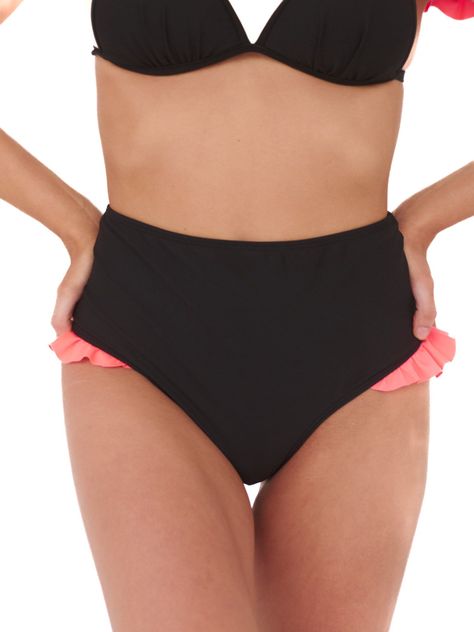 Daikiri Bottom de Bikini Bora Negro Calzón Tiro AltoUV 50+-8