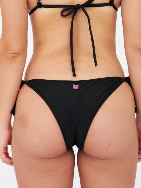 Daikiri Bottom de Bikini Mujer Negro Liso Culote Lazo Ajustable Protección UV 50+-1