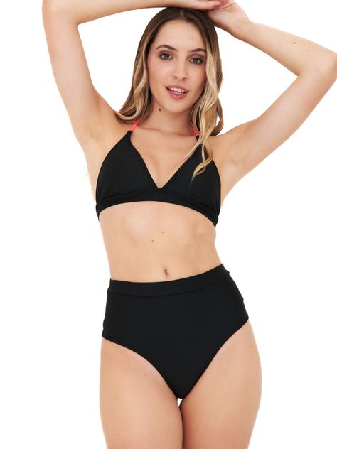 Daikiri Bikini Mujer Negro Liso Triángulo Culote Protección UV 50+-2